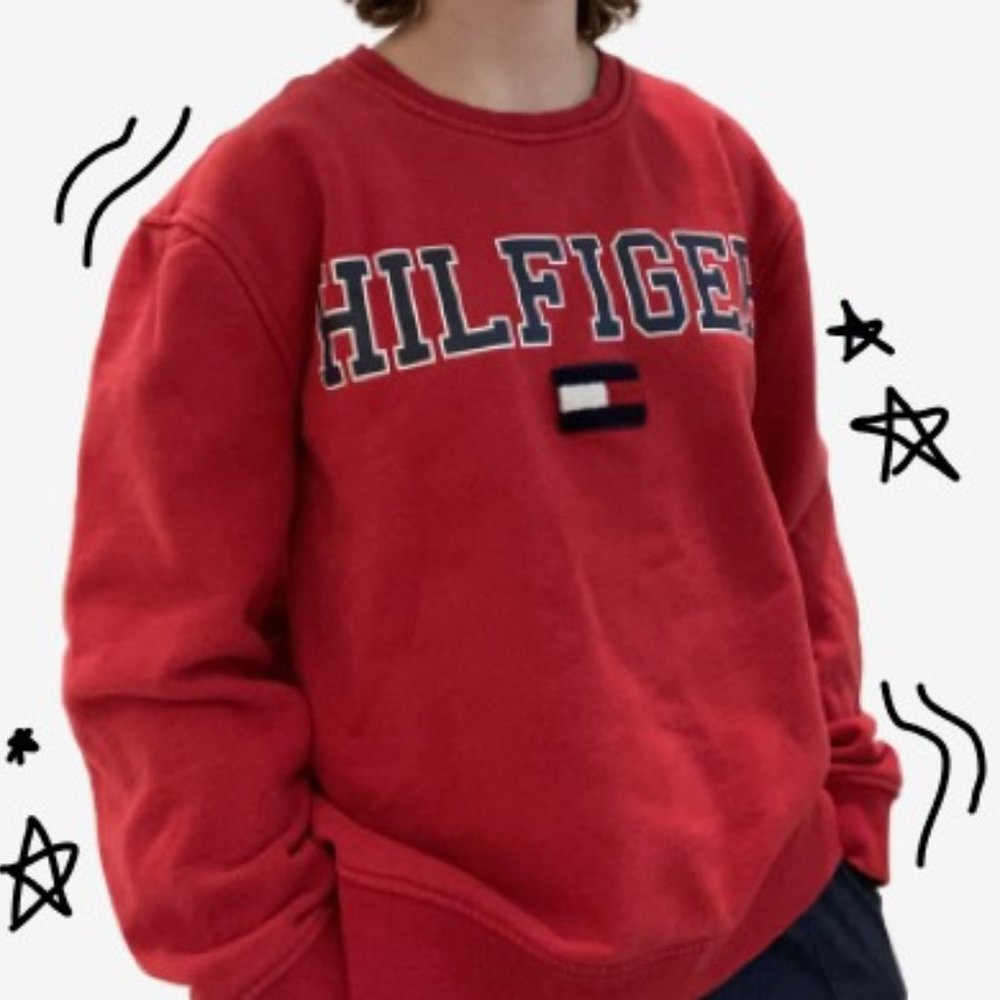Tommy Hilfiger Embroidered Collegiate-Style Red White & Blue Sweatshirt/Sweater